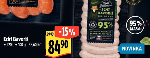 Klobásy Echt Bavoriš Láďa Grileman Kostelecké uzeniny