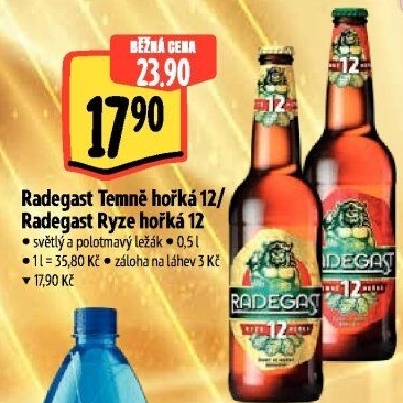 Pivo polotmavý ležák 12° Temně hořká Radegast