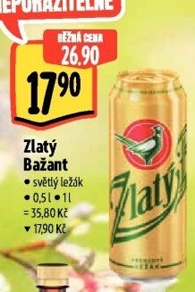 Pivo světlý ležák 12° Zlatý Bažant