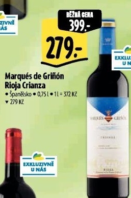 Víno Crianza Rioja Marques de Griňon