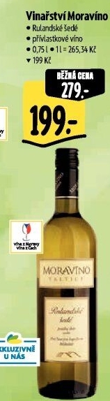 Víno Rulandské šedé Moravíno Valtice - přívlastkové