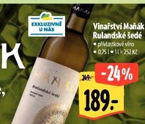 Víno Rulandské šedé Vinařství Štěpán Maňák - přívlastkové