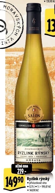 Víno Ryzlink rýnský Sommelier Collection - přívlastkové