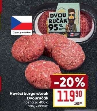 Hovězí burger dvouručák Láďa Grileman Kostelecké uzeniny