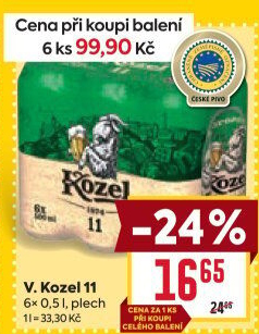 Pivo světlý ležák 11° Medium Velkopopovický Kozel