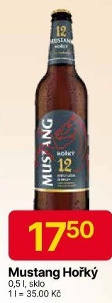 Pivo světlý ležák Mustang Hořký 12° Ostravar