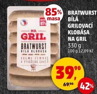 Klobása bílá grilovací bratwurst Na gril Penny