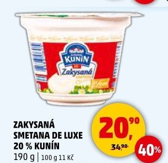 Zakysaná smetana de luxe Mlékárna Kunín 20%