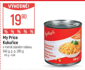 Kukuřice sterilovaná My Price