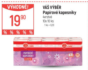 Papírové kapesníčky 4vrstvé Váš Výběr