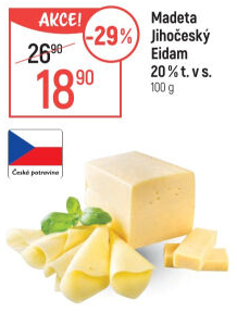 Sýr Eidam Jihočeský 20% Madeta