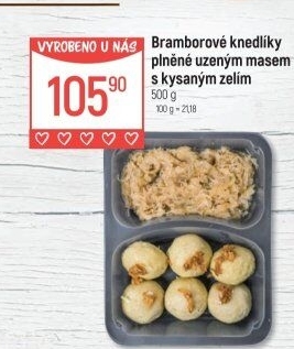 Bramborové knedlíky plněné uzeným s kysaným zelímGlobus