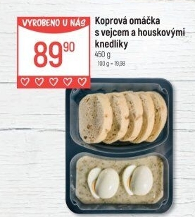 Koprová omáčka s vejcem a knedlíky Globus