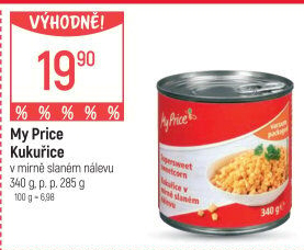 Kukuřice sterilovaná My Price