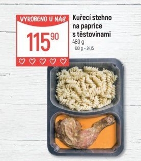 Kuřecí stehno na paprice s těstovinami Globus