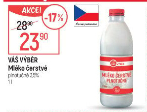Mléko čerstvé Váš Výběr - 3,5% plnotučné