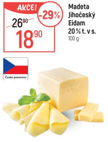 Sýr Eidam Jihočeský 20% Madeta
