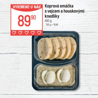 Koprová omáčka s vejcem a knedlíky Globus