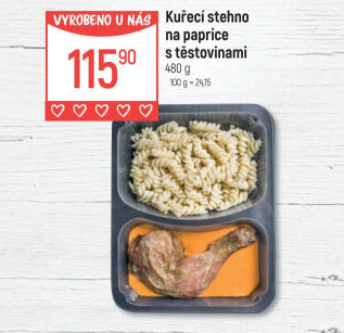 Kuřecí stehno na paprice s těstovinami Globus