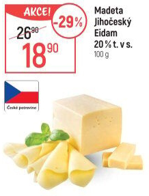 Sýr Eidam Jihočeský 20% Madeta