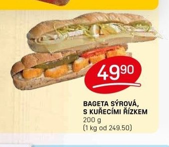BAGETA SÝROVÁ, S KUŘECÍMI ŘÍZKEM