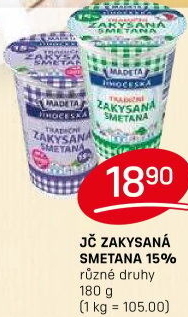 Smetana zakysaná Jihočeská Madeta 15%