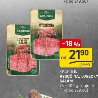 KRAHULÍK VYSOČINA, LOVECKÝ SALÁM 75-100 g