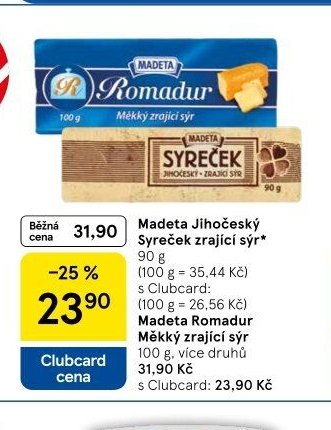 Madeta Jihočeský Syreček zrající sýr / Madeta Romadur Měkký zrající sýr