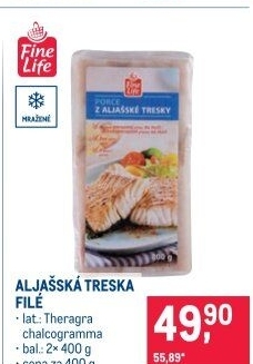 Aljašská treska filé mražená Fine Life
