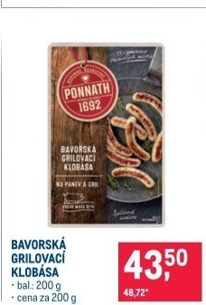 Bavorská grilovací klobása Ponnath