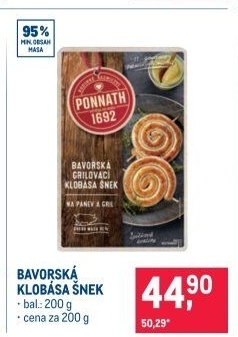 Bavorská grilovací klobása šnek Ponnath