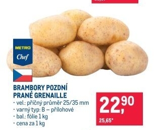 Brambory konzumní pozdní Grenaille Metro Chef