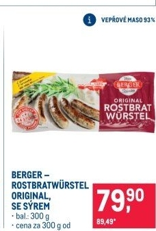 Grilovací klobásy Berger