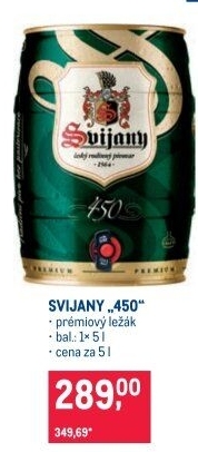 Pivo prémiový ležák 450 Svijany - soudek