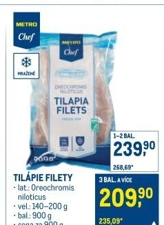 Tilápie filety mražená Metro Chef