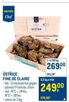Ústřice velká Fine de Claire Metro Chef
