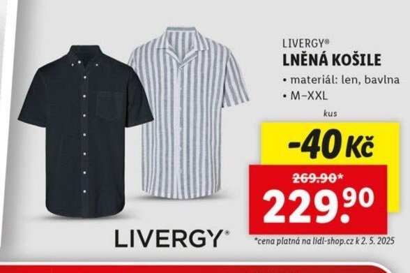 LIVERGY LNĚNÁ KOŠILE
