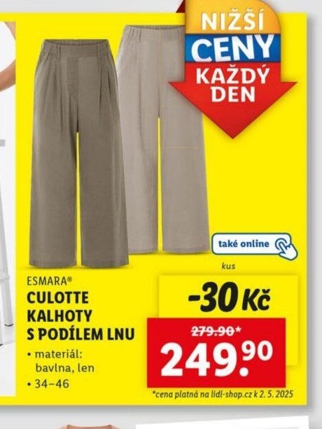 Esmara Culotte kalhoty s podílem lnu