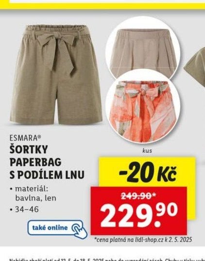 Esmara Šortky paperbag s podílem lnu