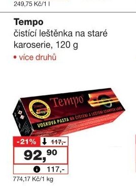 Tempo čisticí leštěnka na staré karoserie