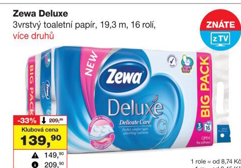 Toaletní papír 3vrstvý Deluxe Zewa