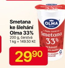 Smetana ke šlehání Olma 33%