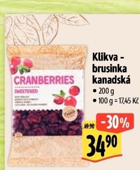 Brusinky klikvy sušené Emma