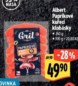 Klobása papriková kuřecí na gril Albert