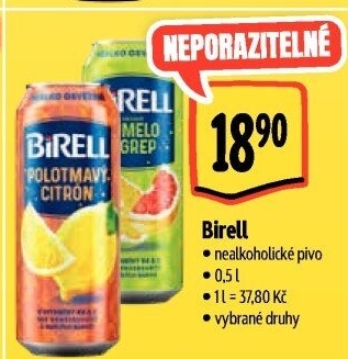 Nealkoholické pivo ochucené Birell