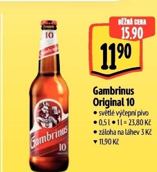 Pivo světlé výčepní Originál 10° Gambrinus