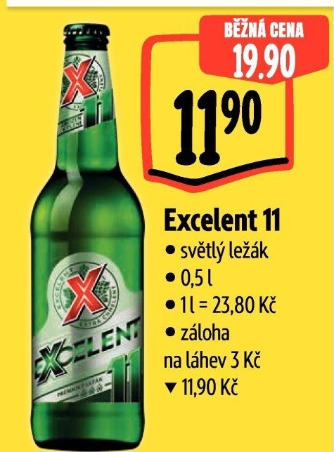 Pivo světlý ležák 11° Excelent