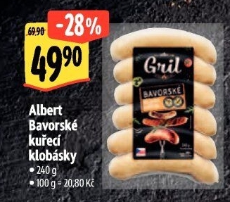Bavorská klobása kuřecí Albert Gril