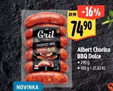Klobása Chorizo BBQ Albert Gril
