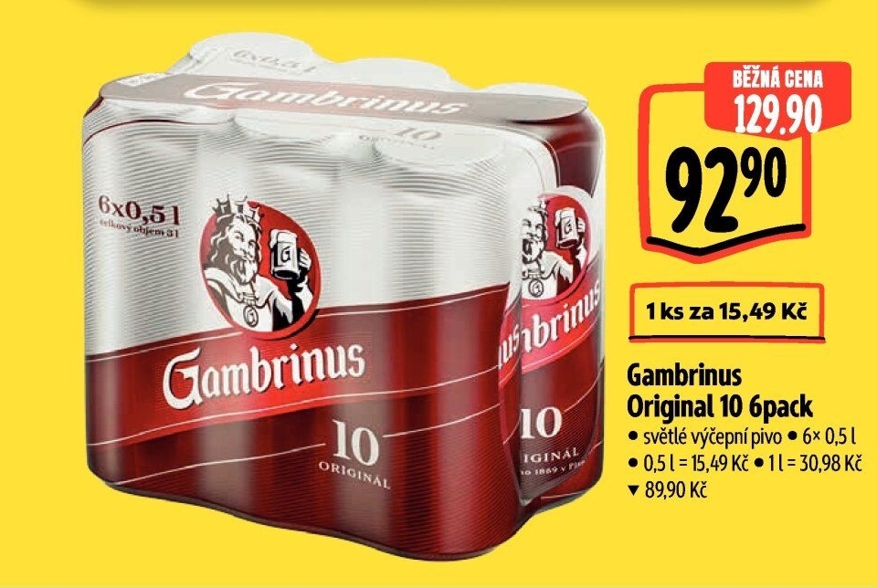 Pivo světlé výčepní Originál 10° Gambrinus